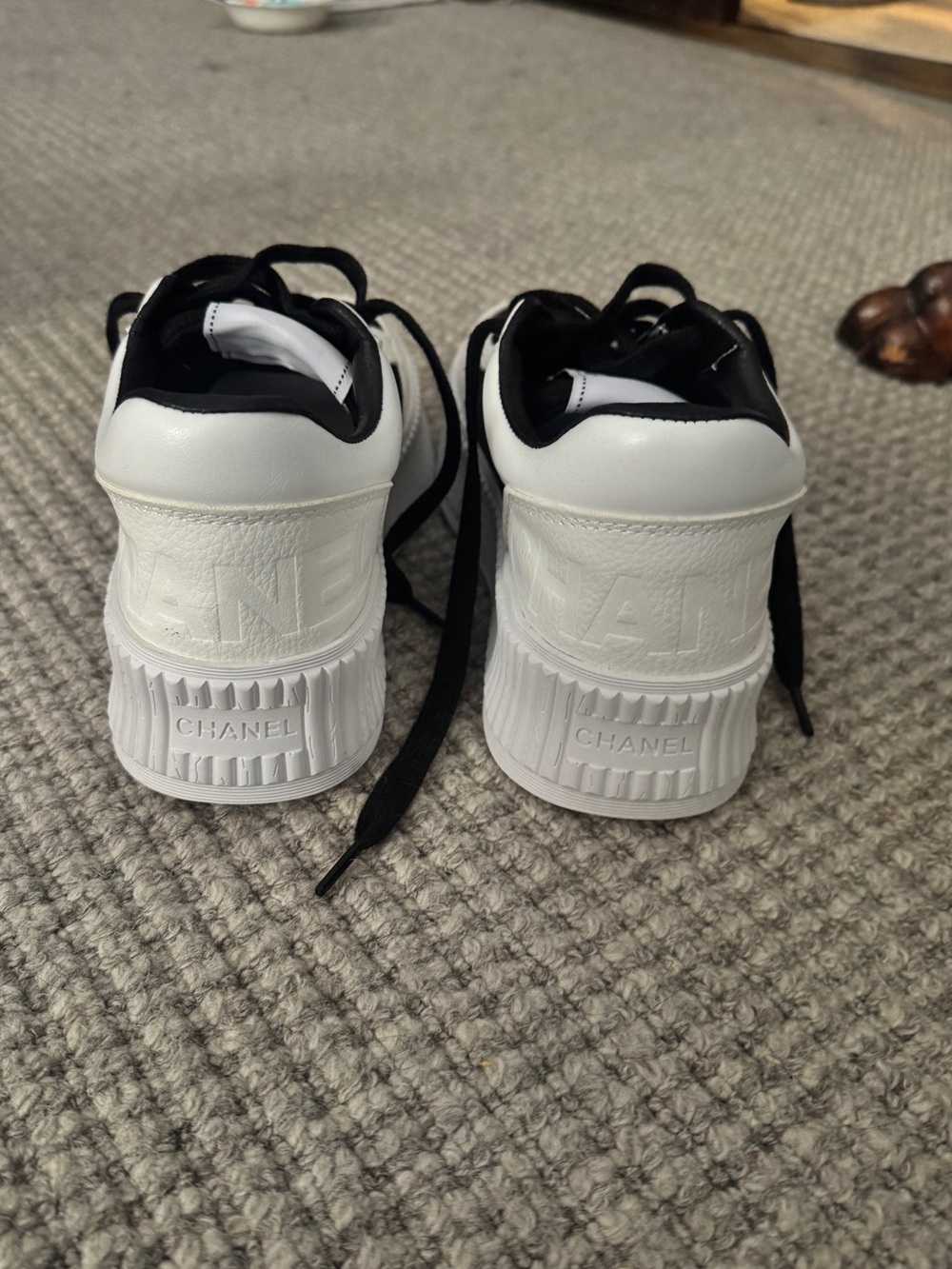 CHANEL Black and White Chunky Platform Sneakers - Picture 6 of 7